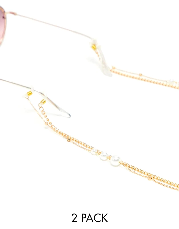 SVNX SVNX sunglasses chain two pack in gold with pearl details