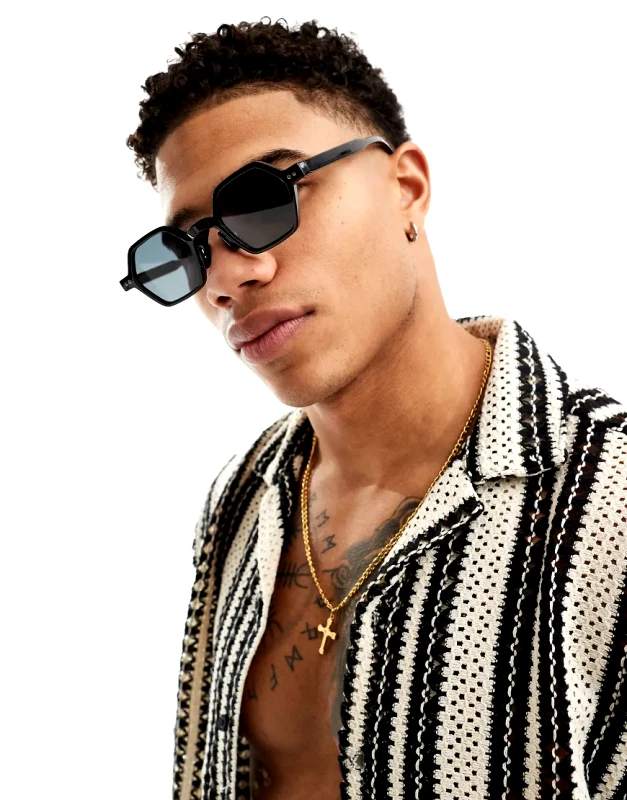 ONLY & SONS ONLY & SONS hexagonal sunglasses in black