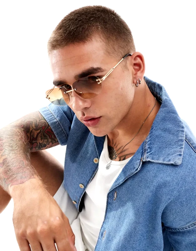 Jack & Jones Jack & Jones rimless sunglasses in brown-Black