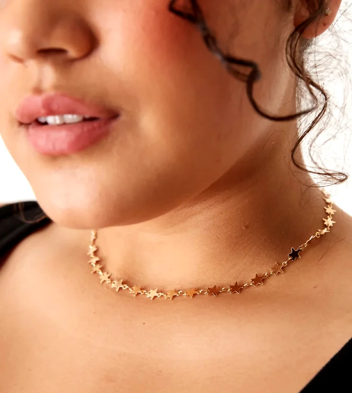 DesignB London Curve DesignB London Curve mini star choker necklace in gold