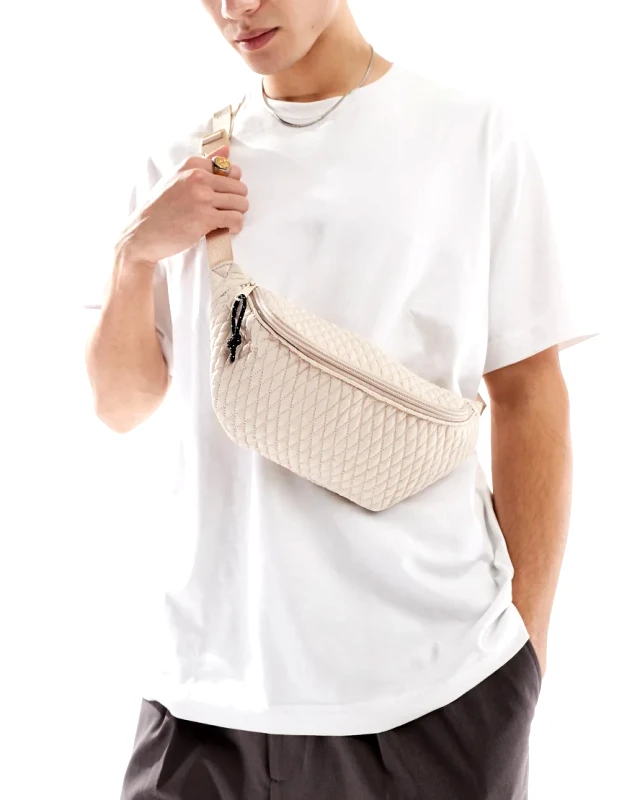 ASOS DESIGN ASOS DESIGN quilted bumbag in ecru-White