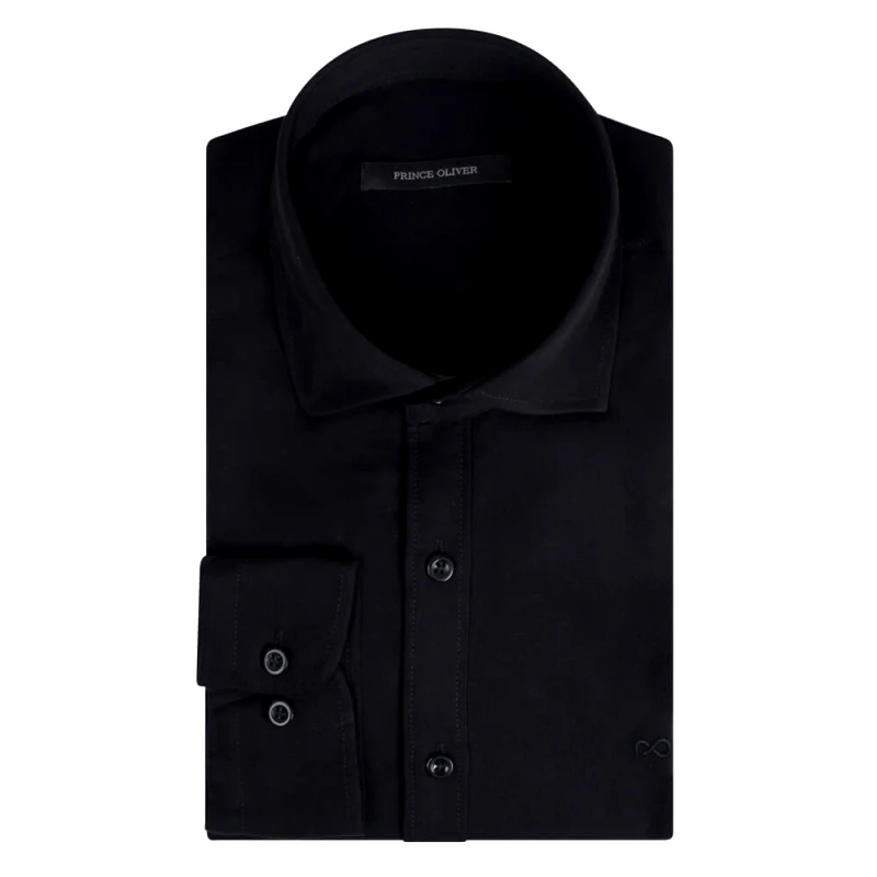 Prince Oliver Prince Oliver Tencel Πουκάμισο Μαύρο (Modern Fit) New Arrival