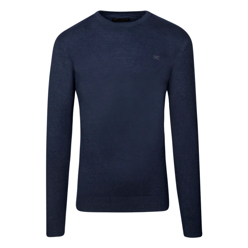 Prince Oliver Premium Πουλόβερ Μπλε Σκούρο Cashmere Blend Round Neck (Modern Fit)
