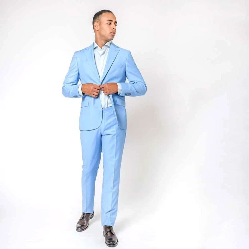 Prince Oliver Prince Oliver Κοστούμι Σιέλ 100% Wool Super 120s (Modern Fit)