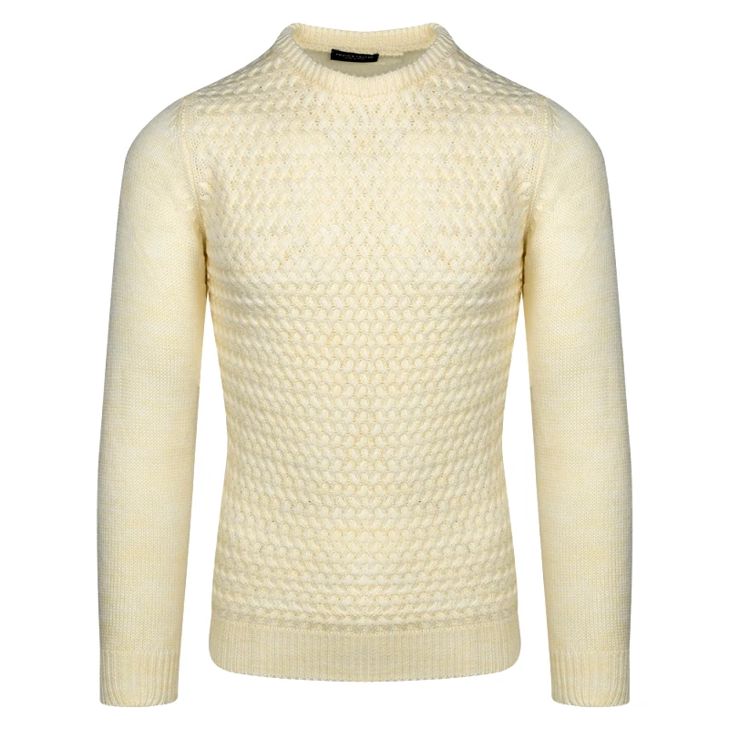 Prince Oliver Μπλούζα Πλεκτή Εκρού Round Neck (Modern Fit)