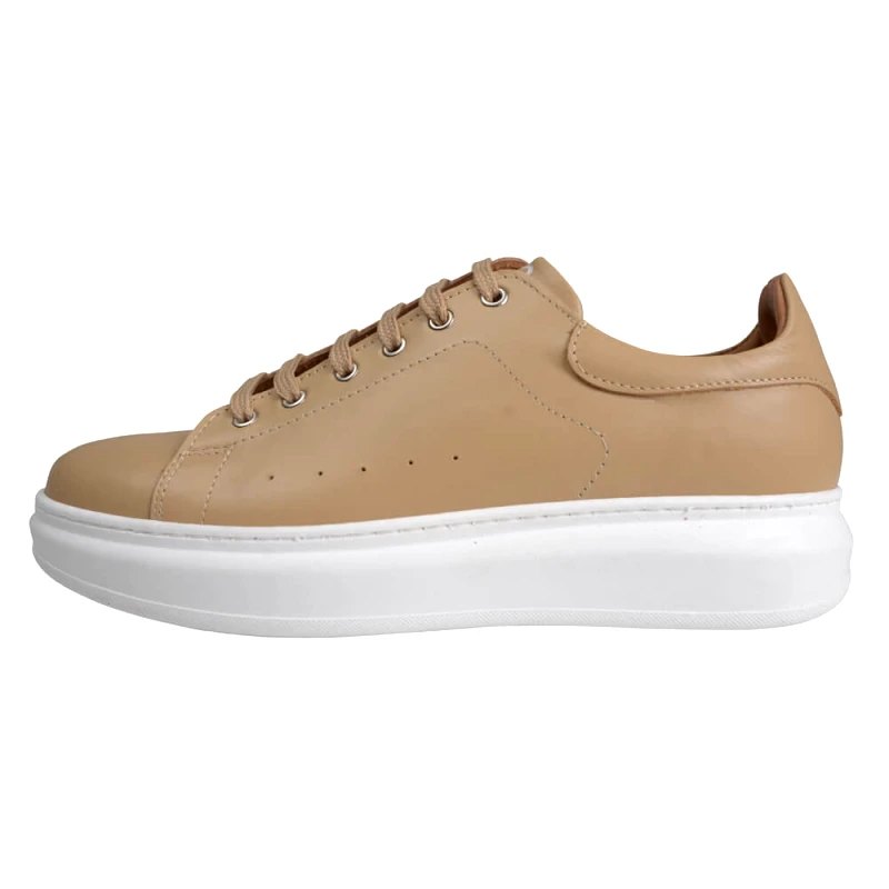 Prince Oliver Low-Top Δερμάτινα Sneakers Καφέ Ανοιχτό
