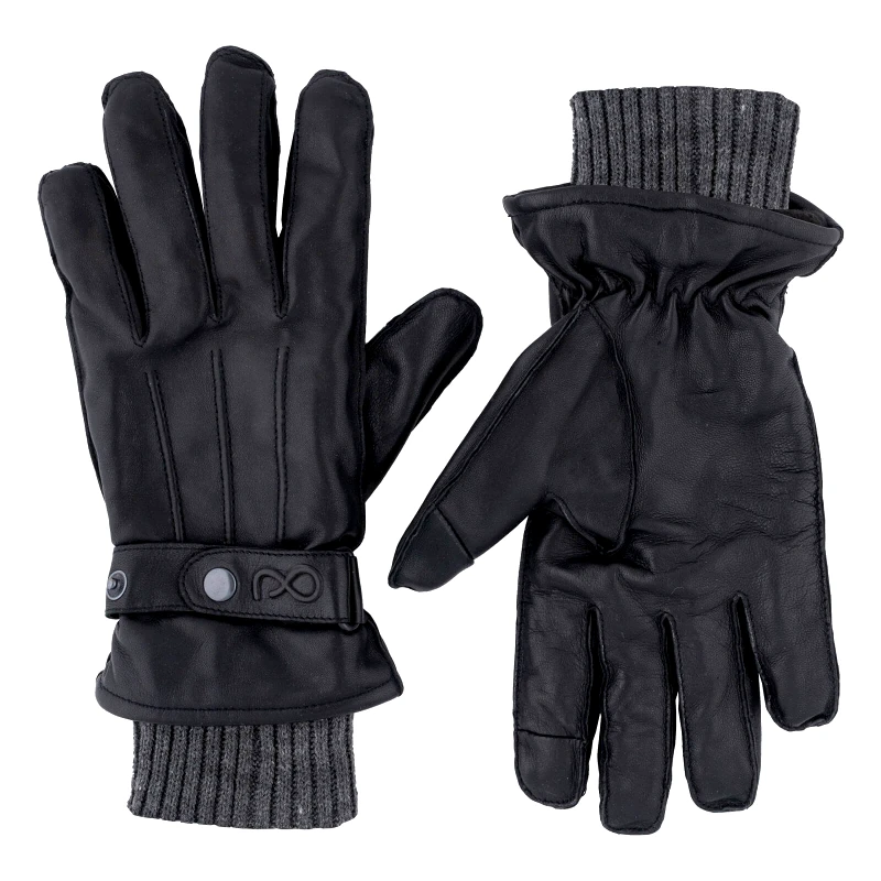 Prince Oliver Prince Oliver μαύρα γάντια 100% goat leather
