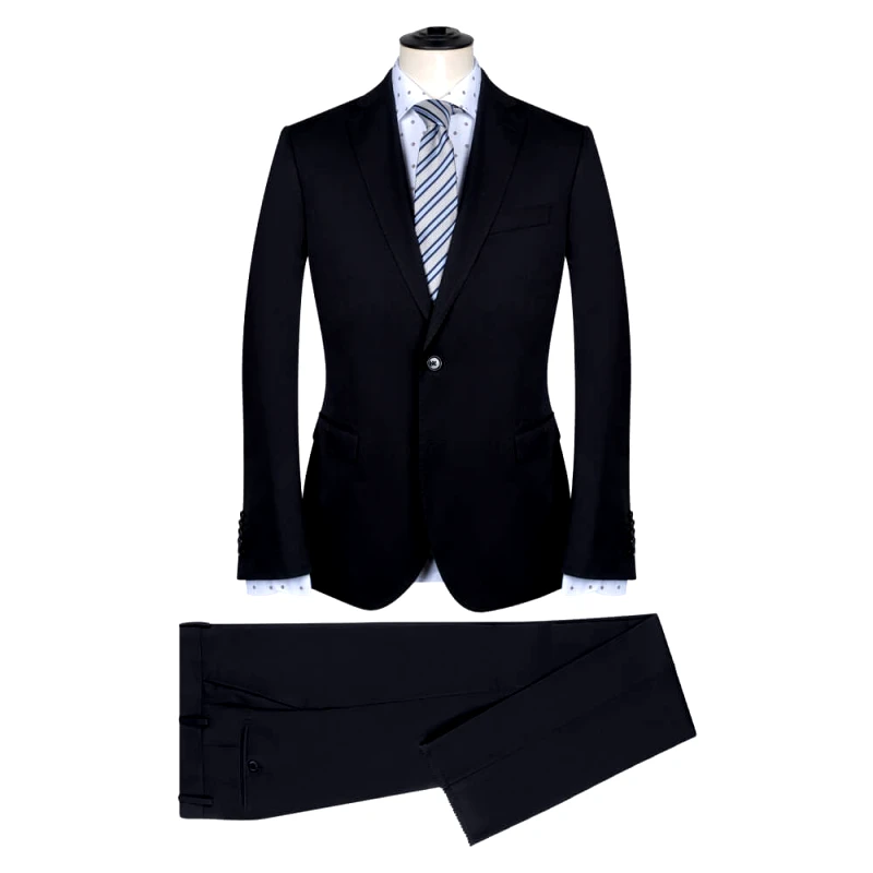 Prince Oliver Prince Oliver Κοστούμι Μαύρο με Μικροσχέδιο Virgin Wool (Modern Fit)