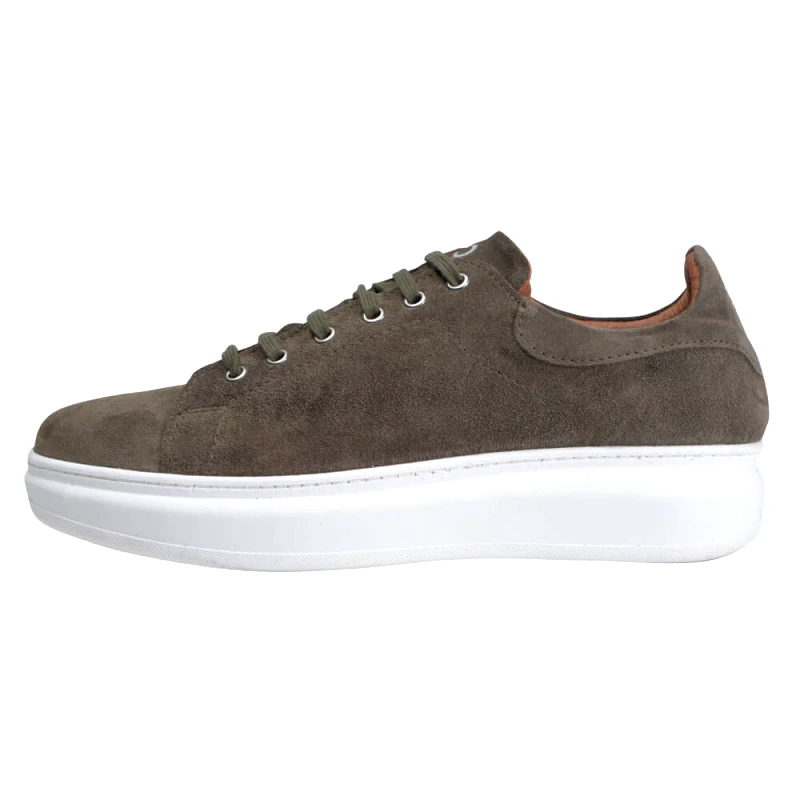 Prince Oliver Low-Top Δερμάτινα Suede Sneakers Λαδί New Arrival