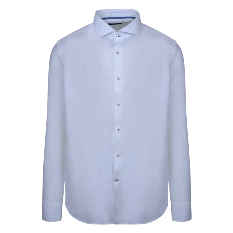 Prince Oliver Superior Πουκάμισο Λευκό 100% Λινό (Modern Fit)