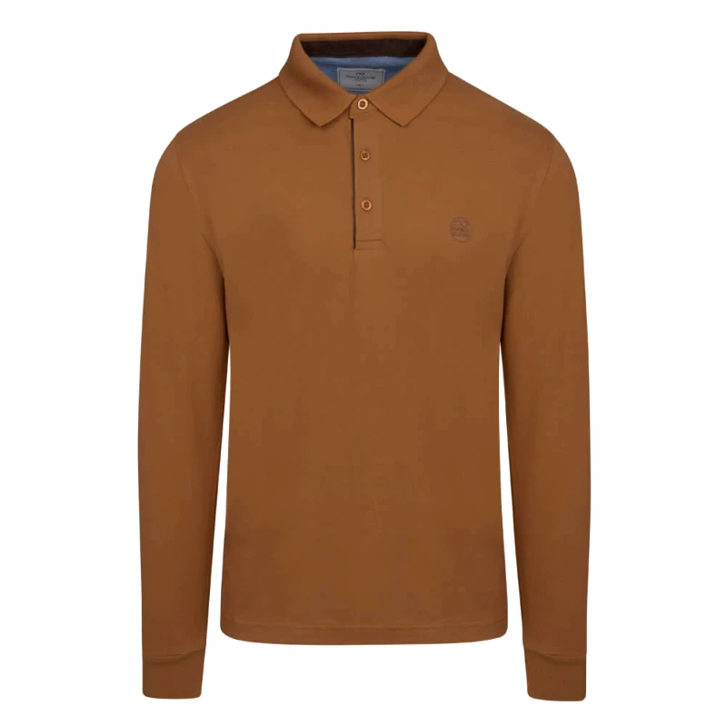 Prince Oliver Signature Long Sleeve Polo Καμηλό (Modern Fit) New Arrival