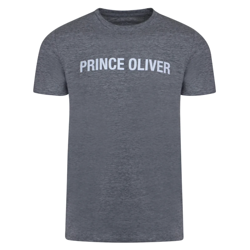 Prince Oliver Elegant Τ-Shirt Γρι Μελανζέ Round Neck (Italian Slim Fit)