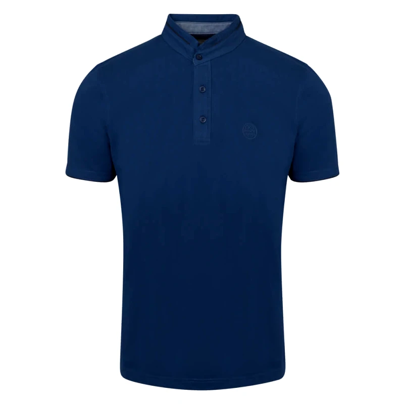 Prince Oliver Premium Mao Polo Μπλε 100% Cotton (Modern Fit)