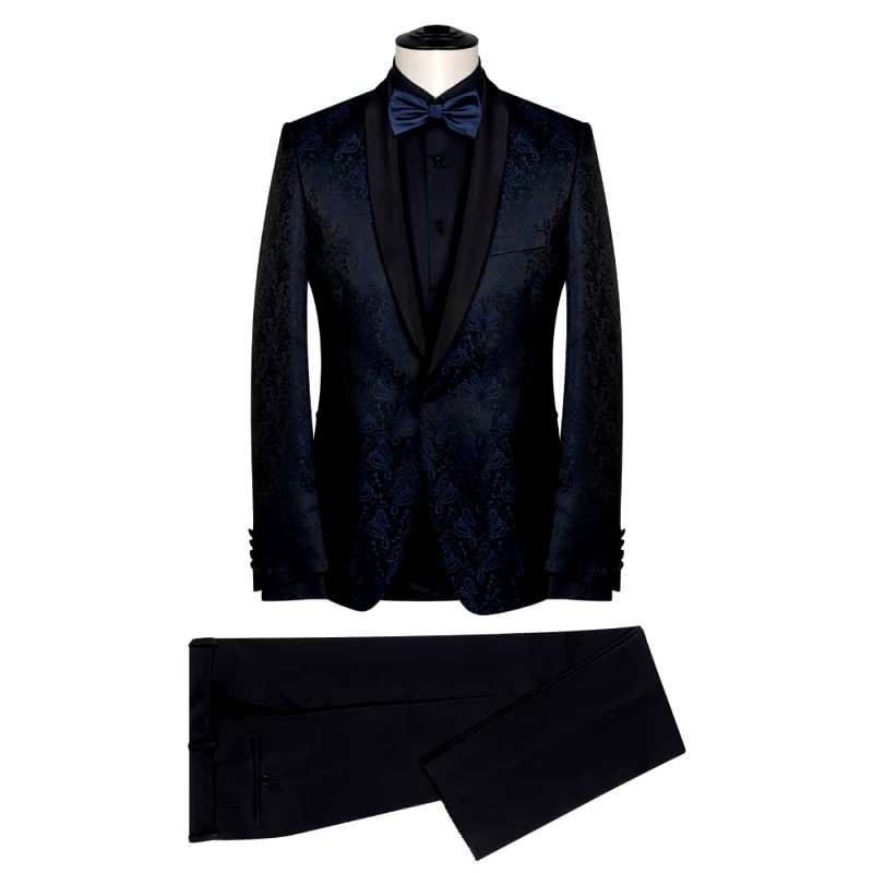 Prince Oliver Prince Oliver Tuxedo Μπλε Μπροκάρ (Modern Fit)
