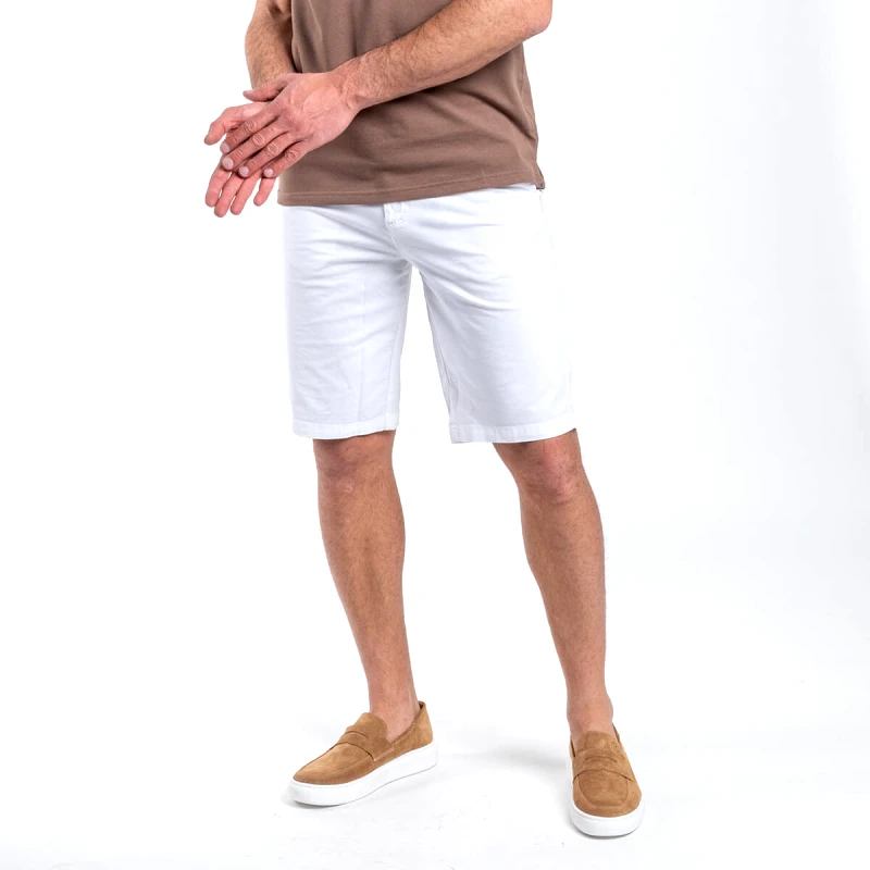 Prince Oliver Prince Oliver Βερμούδα Chinos Λευκή (Modern Fit)