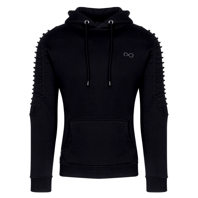 Prince Oliver Fashion Φούτερ με Νερβίρ Μαύρο με Κουκούλα (Modern Fit)