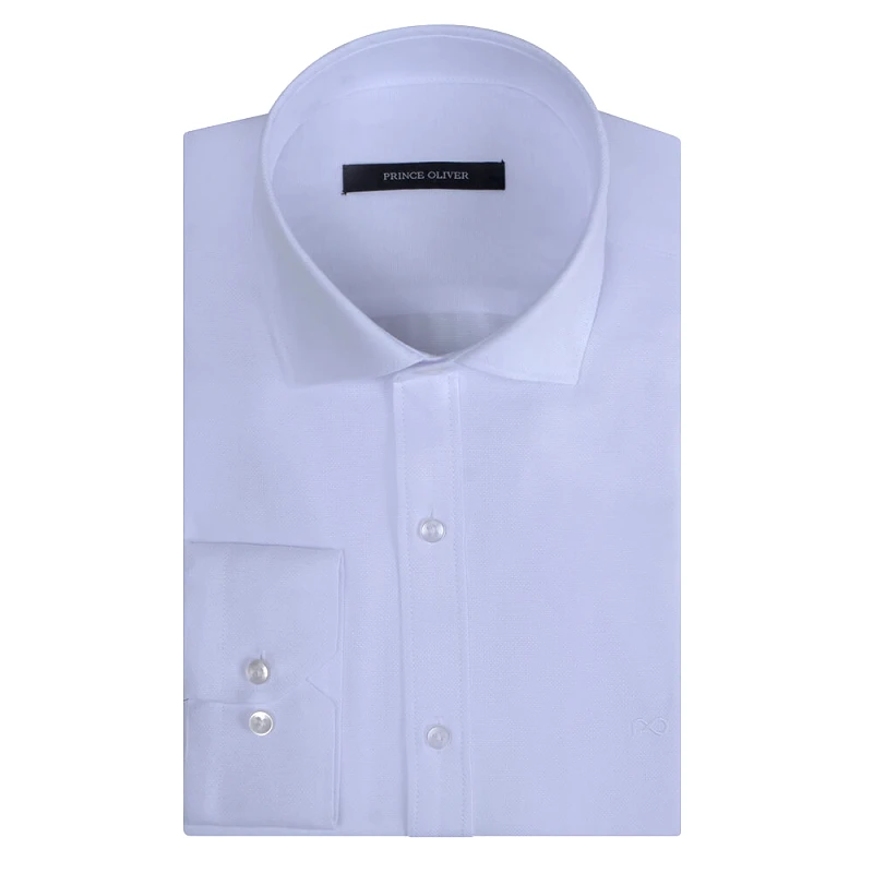 Prince Oliver Πουκάμισο Με Μικροσχέδιο Λευκό (Modern Fit)
