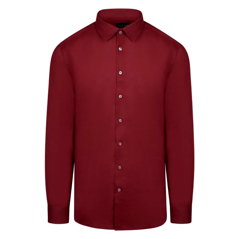 Prince Oliver Premium Πουκάμισο Μπορντώ 100% Λινό (Modern Fit)