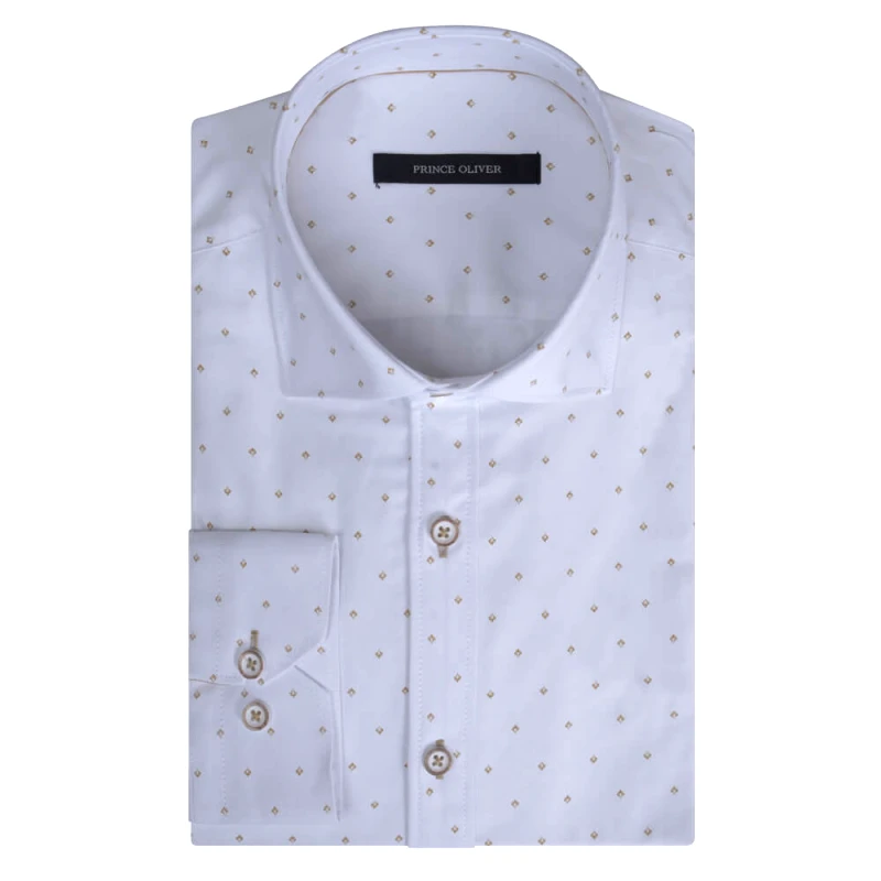 Prince Oliver Πουκάμισο Με Σχέδιο Λευκό (Modern Fit)