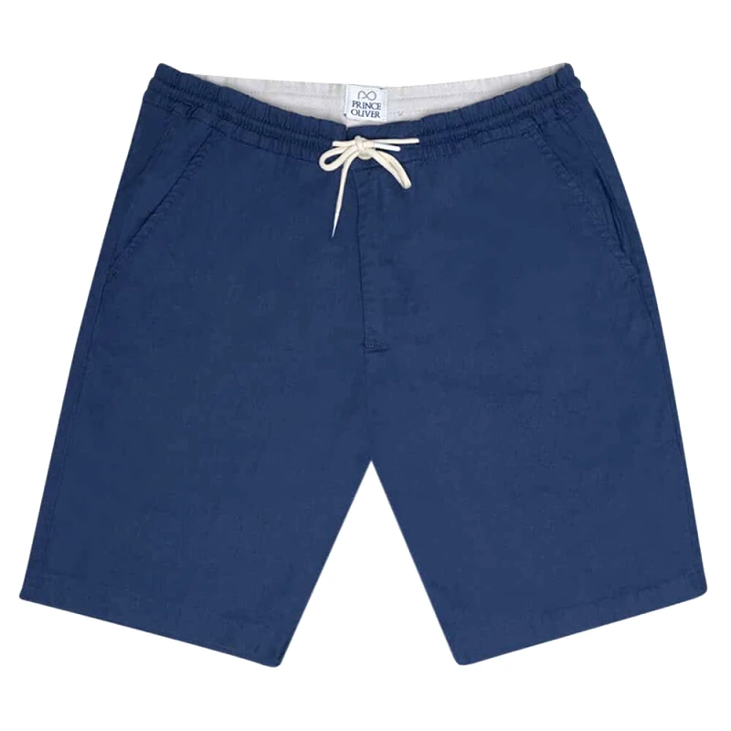 Prince Oliver Βερμούδα Μπλε 100% Λινή (Modern Fit)