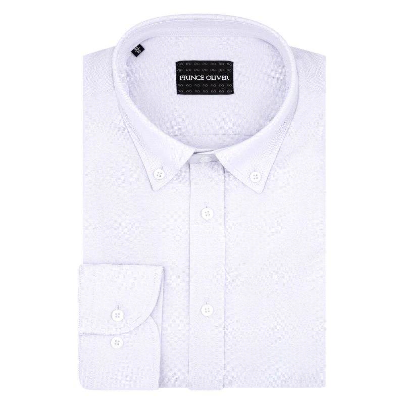 Prince Oliver Premium Quality Πουκάμισο Λευκό Button Down 100% Cotton (Modern Fit)