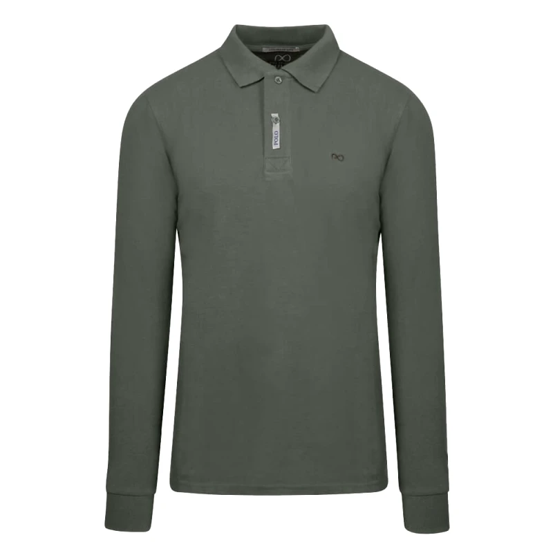 Prince Oliver Μακρυμάνικο Polo Double Pique Πράσινο 100% Cotton (Regular Fit) New Arrival