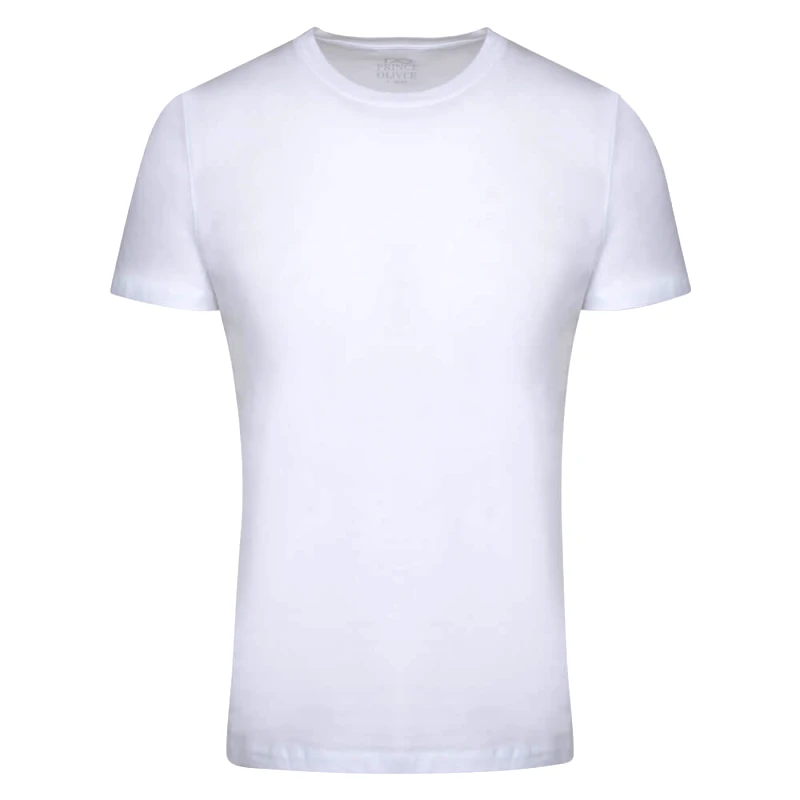 Prince Oliver Elegant Logo Τ-Shirt Λευκό Round Neck (Modern Fit)