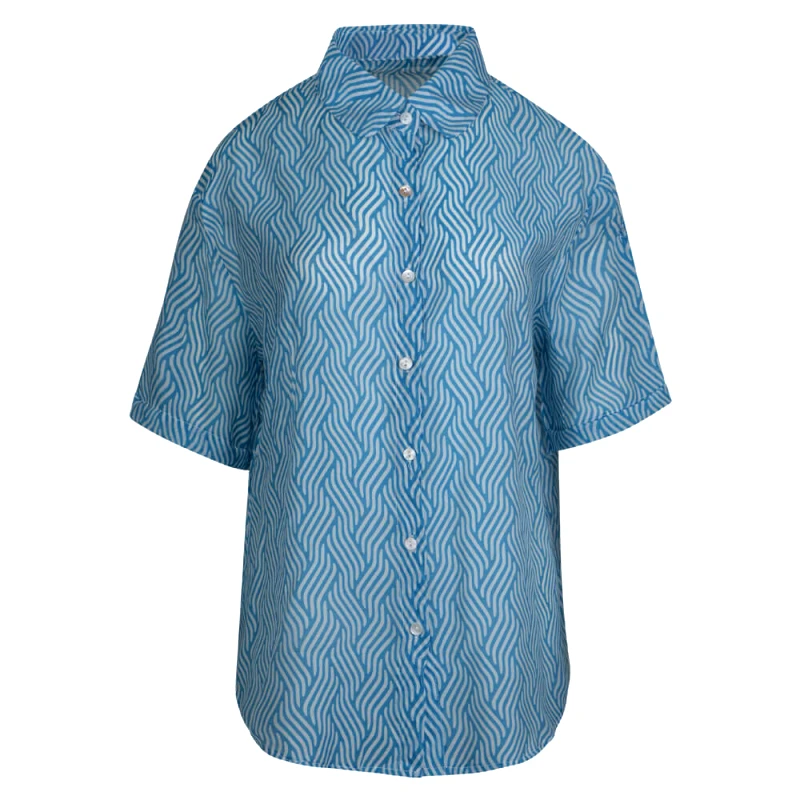 Prince Oliver Prince Oliver Γυναικεία Πουκαμίσα Γαλάζια Με Σχέδιο