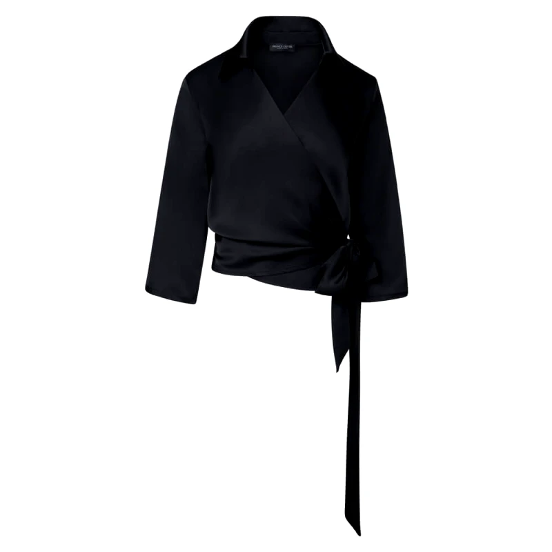 Prince Oliver Γυναικείο Πουκάμισο Σατινέ Μαύρο New Arrival