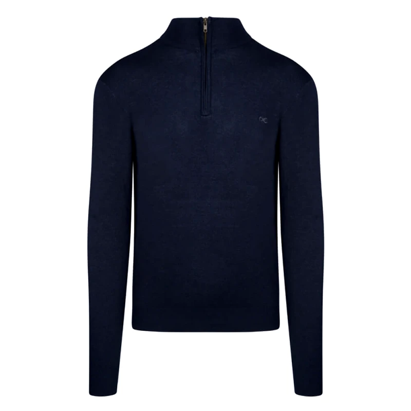 Prince Oliver Signature Πουλόβερ Μπλε Σκούρο Half Zip (Modern Fit)