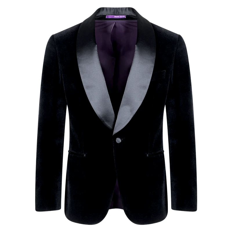 Prince Oliver Prince Oliver Velvet Blazer Μαύρο με Shawl Σατέν Πέτο (Modern Fit)