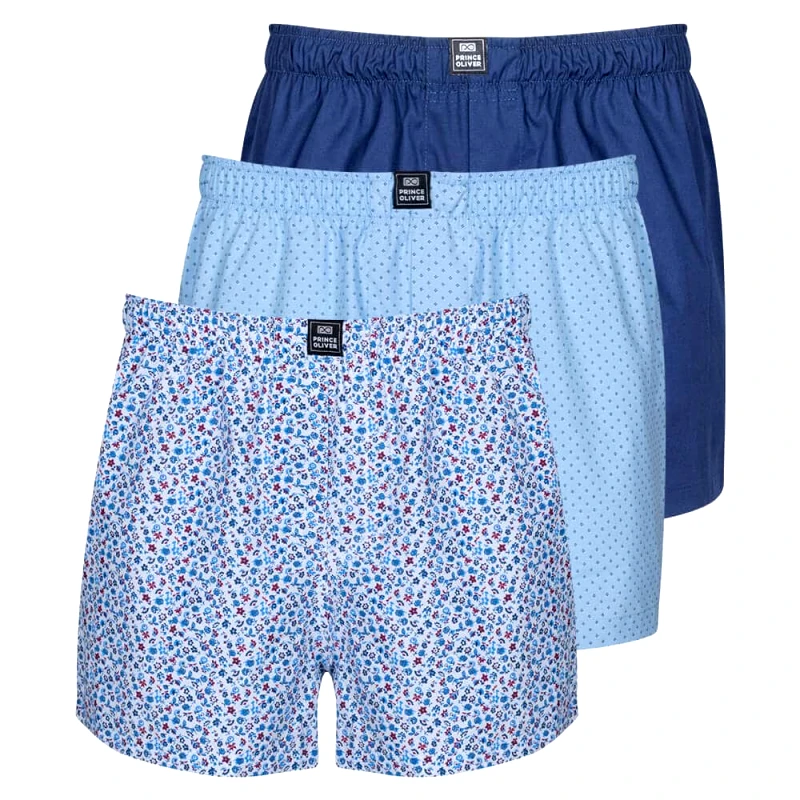Prince Oliver UNISEX Σετ Premium Woven Cotton Boxer 3 Τεμ. MultiColor (Relax Fit) SPECIAL PRICE