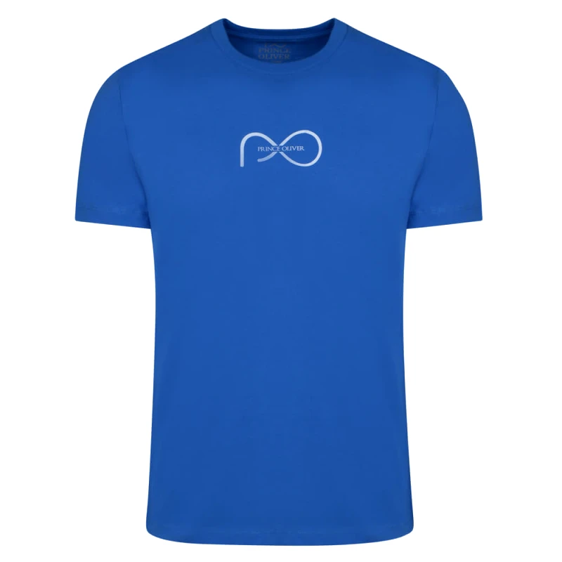 Prince Oliver Elegant Logo Τ-Shirt Μπλε Ρουά Round Neck (Italian Slim Fit)