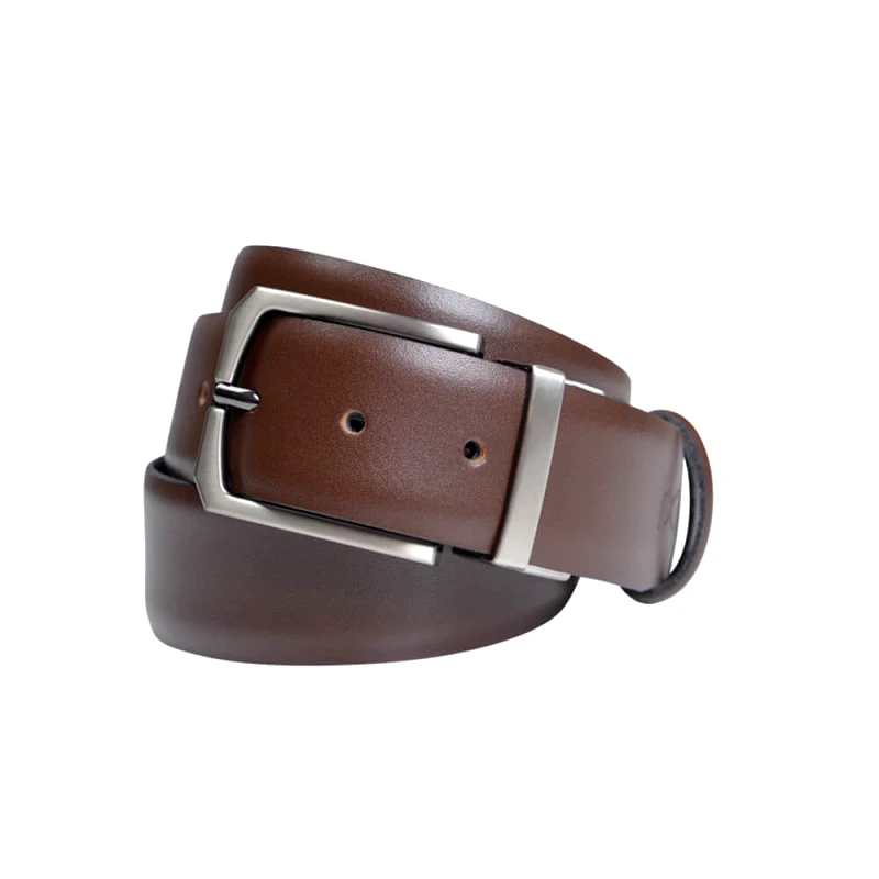 Prince Oliver Prince Oliver Formal Ζώνη Διπλής Όψης Καφέ 100% Leather