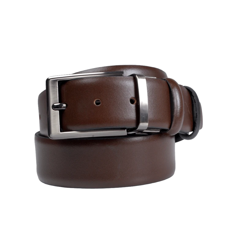 Prince Oliver Ζώνη Formal Διπλής Όψης Καφέ/Μαύρο 100% Leather New Arrival