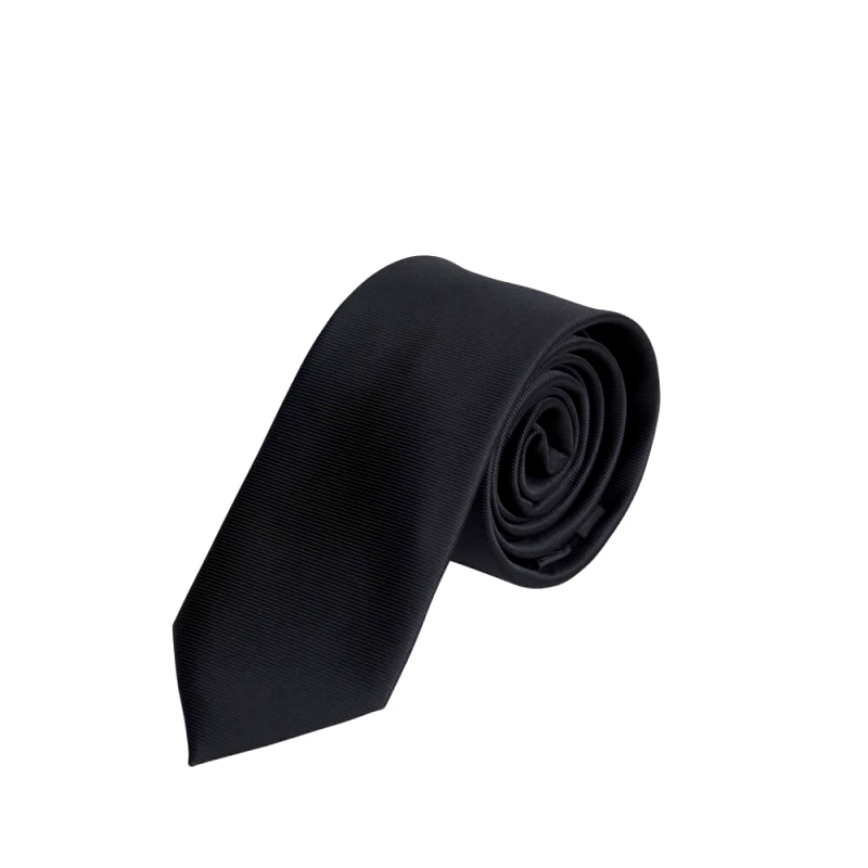 Prince Oliver Prince Oliver Γραβάτα Μαύρη Με Ανάγλυφη Ρίγα (Φάρδος 7 cm)