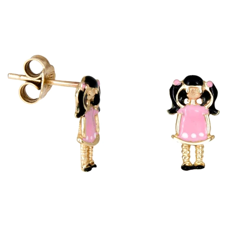 Χρυσά παιδικά σκουλαρίκια Κ9 κοριτσάκι με κοτσιδάκια 034325 034325 Χρυσός 9 Καράτια