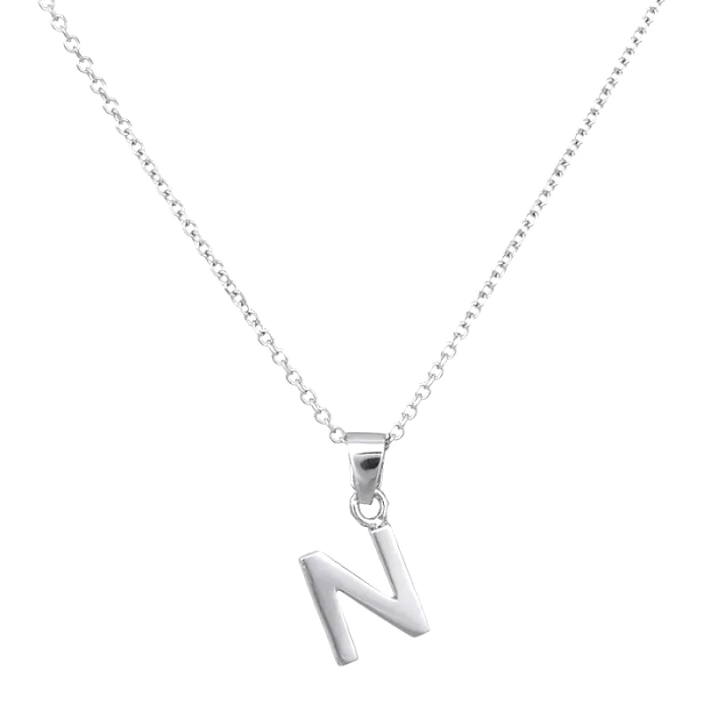 Λευκόχρυσο κολιέ μονόγραμμα Ν Κ14 030511 030511 Χρυσός 14 Καράτια