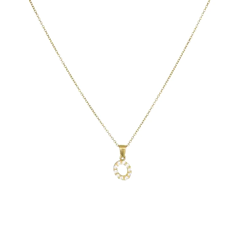 Χρυσό μονόγραμμα O με λευκά ζιργκόν και αλυσίδα Κ14 017833 017833 Χρυσός 14 Καράτια