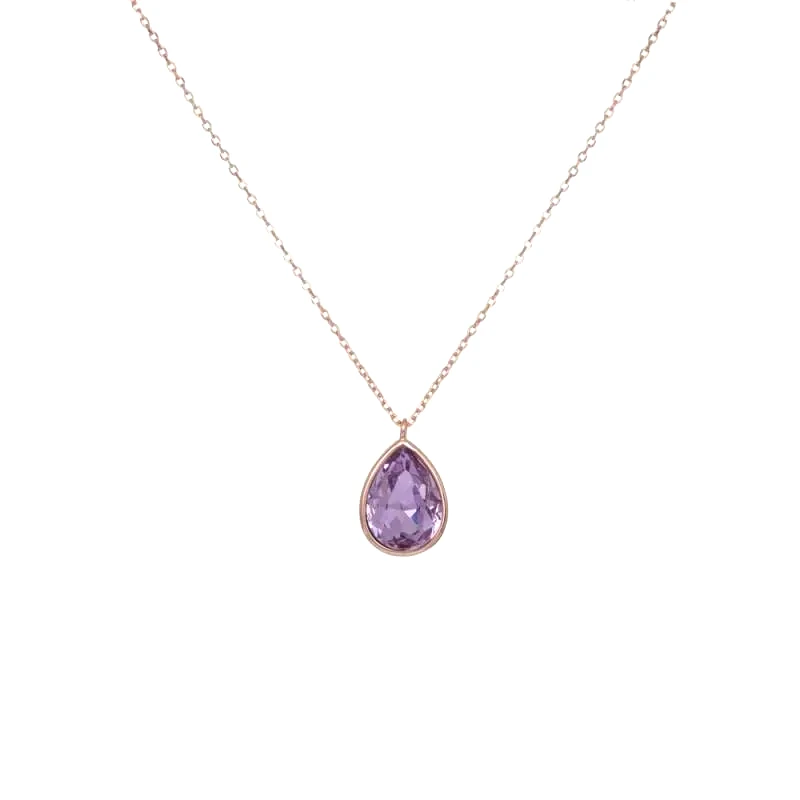 Ροζ επίχρυσο κολιέ 925 Lilac drop 041552 041552 Ασήμι
