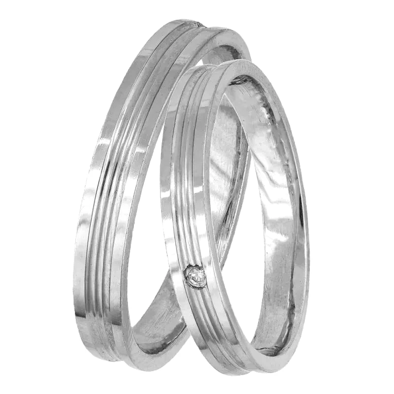 Χειροποίητες λευκόχρυσες βέρες γάμου με σκαλίσματα Κ14 031413 031413 Χρυσός 14 Καράτια μεμονωμένο τεμάχιο