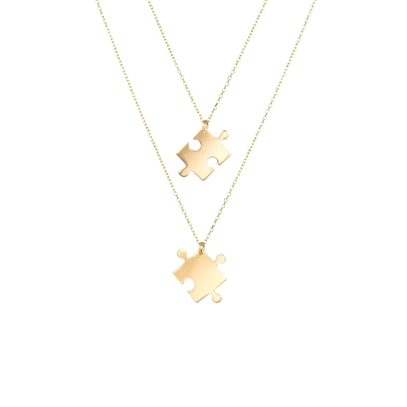 Δύο χρυσά κολιέ Puzzle K9 for Best Friends 046096 046096 Χρυσός 9 Καράτια