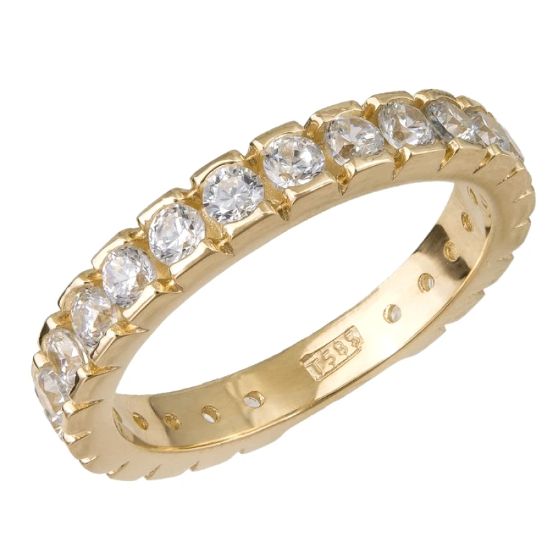 Χρυσό ολόβερο δαχτυλίδι με ζιργκόν Κ14 038553 038553 Χρυσός 14 Καράτια