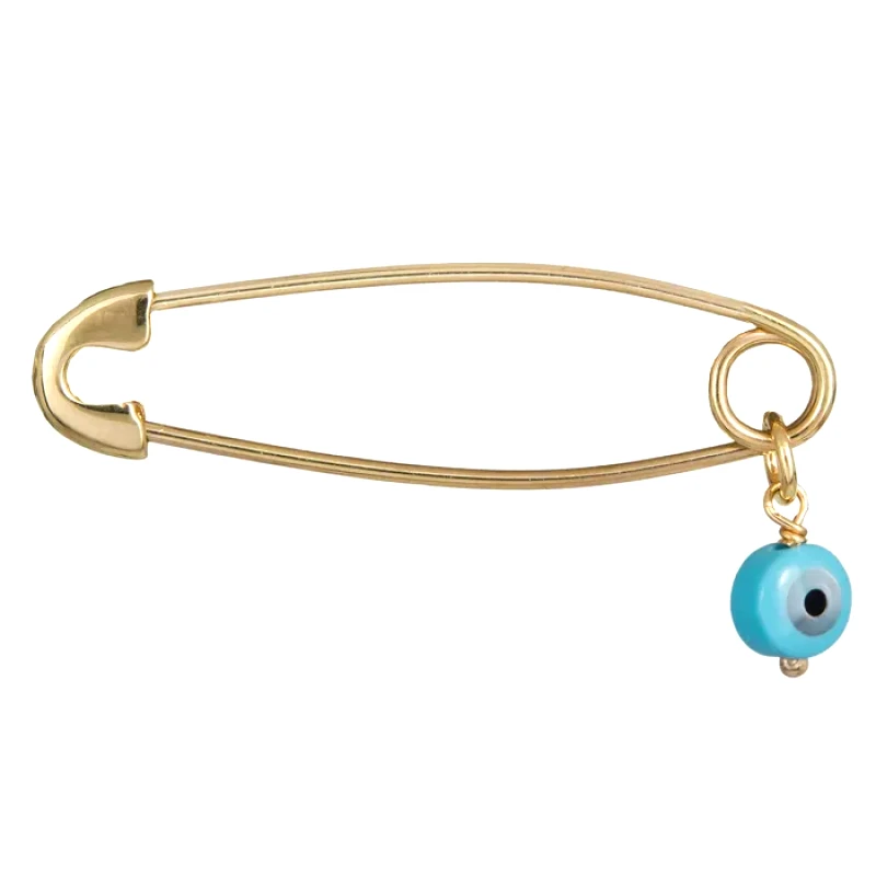 Χρυσή παιδική παραμάνα με μπλε ματάκι Κ14 048874 048874 Χρυσός 14 Καράτια