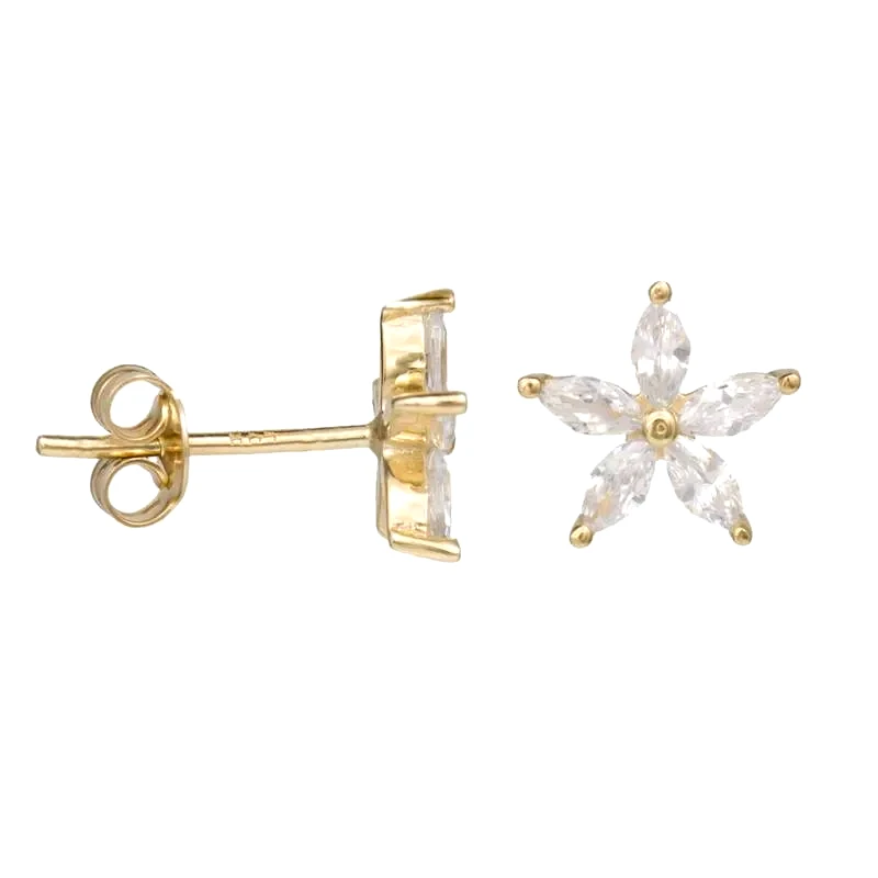Χρυσά γυναικεία σκουλαρίκια Κ9 λουλούδια 049077 049077 Χρυσός 9 Καράτια