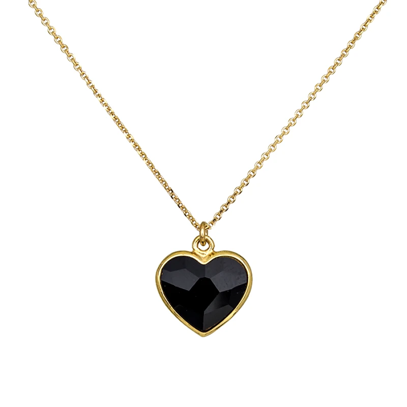 Επίχρυσο γυναικείο κολιέ 925 Black Heart 038299 038299 Ασήμι