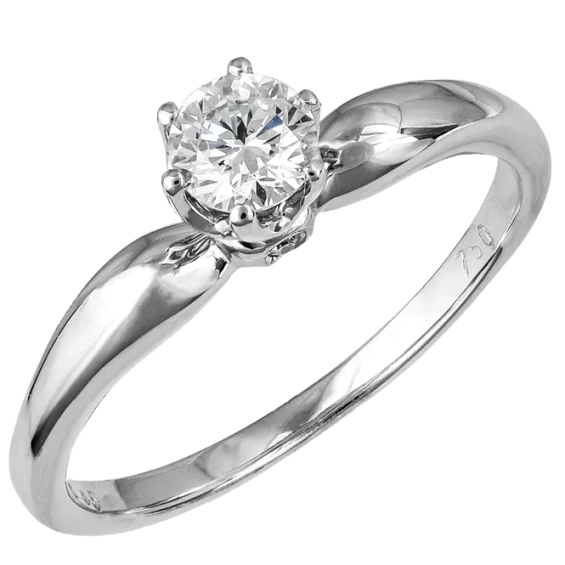 Γυναικείο μονόπετρο σε λευκόχρυσο Κ18 με διαμάντια 037682 037682 Χρυσός 18 Καράτια