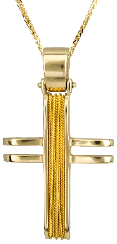 Βαπτιστικοί Σταυροί με Αλυσίδα Χρυσός σταυρός 14Κ με καδένα C011446 011446C Χρυσός 14 Καράτια