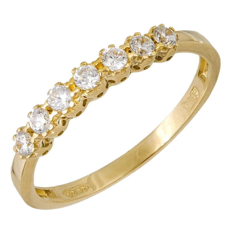 Χρυσό σειρέ δαχτυλίδι με λευκές πέτρες Κ14 039199 039199 Χρυσός 14 Καράτια