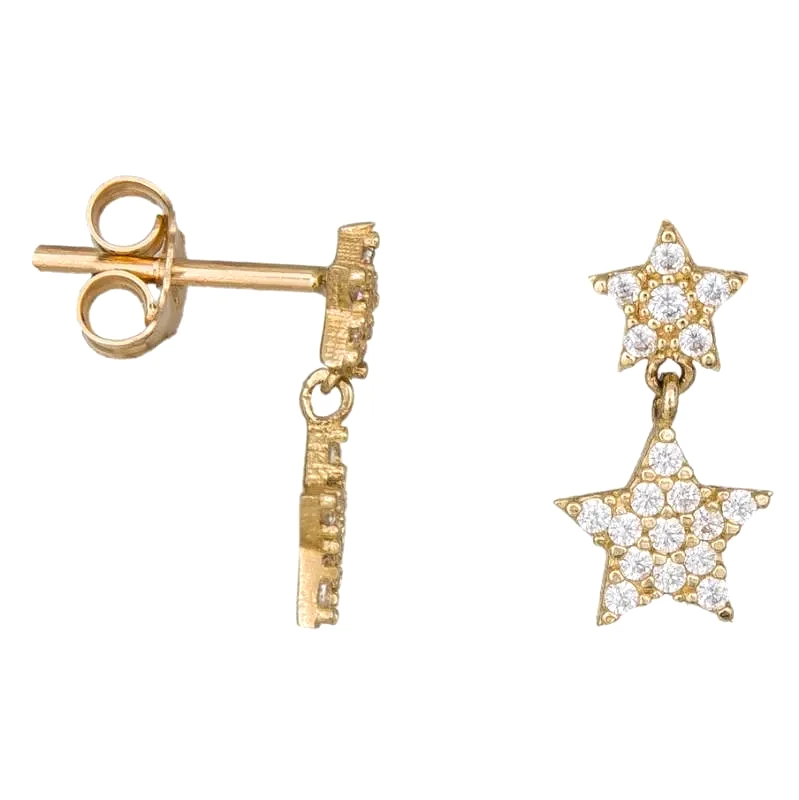 Γυναικεία χρυσά σκουλαρίκια Κ14 με κρεμαστά αστεράκια 034612 034612 Χρυσός 14 Καράτια